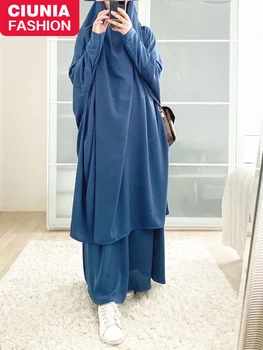 Musulmonų Rinkiniai Abaja Nida Turkija Malda Suknelė Spalvotų Ilgomis Rankovėmis Prarasti Kaftan Islamo Drabužiai Moterims Ramadanas Kimono