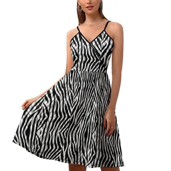 Genčių Spausdinti Suknelė Zebra Juostele Gatvės Stiliaus Atsitiktinis Suknelė 