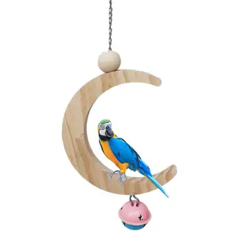 Papūga Prekių Paukščių Žaislai Iš Medžio Masyvo Mėnulis Sūpynės Medienos Molinis Žiedas Dėlionės Paukščių Žaislai Visiškai Naujas Ir Aukštos Kokybės