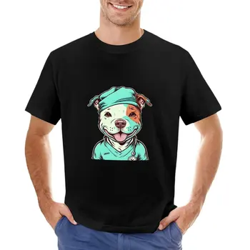 Spalvinga Kawaii Šuo Slaugytoja Pit Bull T-Shirt katė marškinėliai vyriški t-shirt