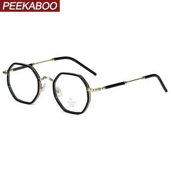 Peekaboo šešiakampis tr90 akinius stabdžių mėlyna šviesa, skaidraus lęšio vyrų retro akiniai, rėmeliai moterų metalo juodasis auksas, sidabras aukštos kokybės