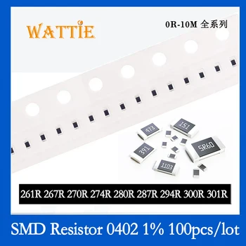 SMD Rezistorius 0402 1% 261R 267R 270R 274R 280R 287R 294R 300R 301R 100VNT/daug chip resistors 1/16W 1,0 mm*0,5 mm
