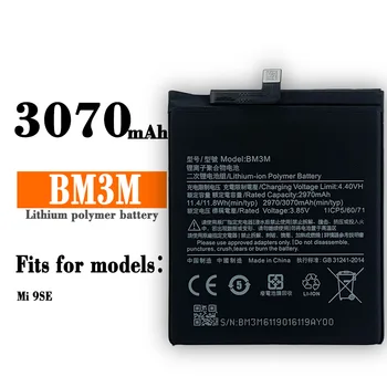 100% Originalios Baterijos BM3M Už Xiaomi Mi9 SE Mi 9 SE 3070mAh Didelės Talpos Įkraunamas Mobilusis Telefonas, Pakeitimo NAUJOS Batteria