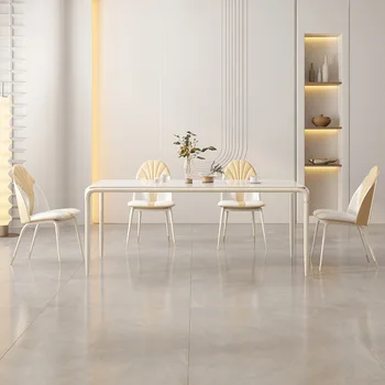Roko valdybos valgomasis stalas, šviesos prabanga, grietinėlė stiliaus, modernus ir paprastas namų aliuminio lydinio stačiakampis italijos minimalistinis stalas