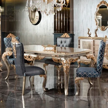 Europos stalo ir kėdės derinys prancūzijos didelės šeimos rūmai medžio masyvo valgomojo stalas, villa Valgomasis Stalas Baldai