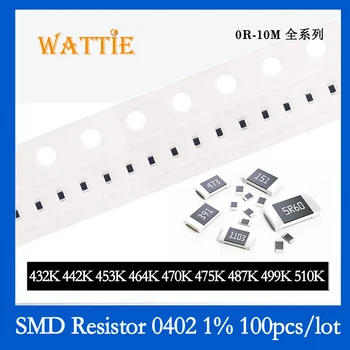 SMD Rezistorius 0402 1% 432K 442K 453K 464K 470K 475K 487K 499K 510K 100VNT/daug chip resistors 1/16W 1,0 mm*0,5 mm