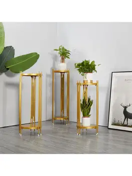 Golden Nordic gėlių rėmo paprasta kaustytomis geležies grindų kambarį trikampis vazonas turėtojas dekoratyvinių gėlių lentynos kūrybinės