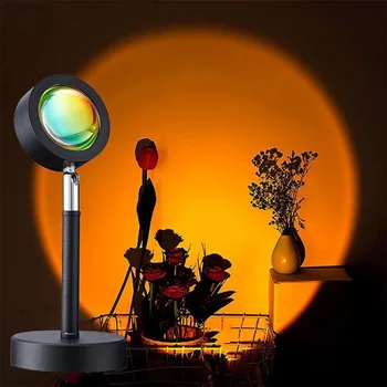 Vaivorykštė Saulėlydžio Projektoriaus Lempa USB Naktį Saulės Šviesos Projekcija, Stalo Lempos, Miegamojo Kambarį Apdaila Fotografijos Apšvietimas