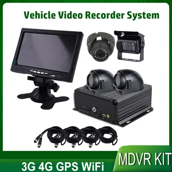 Transporto priemonės Mobiliojo DVR Kostiumas Paramos 4G GPS Realaus Laiko Įrašymo MDVR Rinkinys Su 4*HAINAUT 1080P vaizdo Kamera ir Ekranas