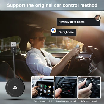 Juodas Belaidis Android - Auto Automobilis Dongle Adapterį, Skirtą Laidinio Auto Į Bevielį Bluetooth Dongle Adapterį Žaidėjas AI Dėžutę