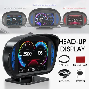 OBD2+GPS HUD Gabaritas Head Up Display Automobilių Skaitmeninis Odometras Signalizacijos Padidinti Vandens Temp