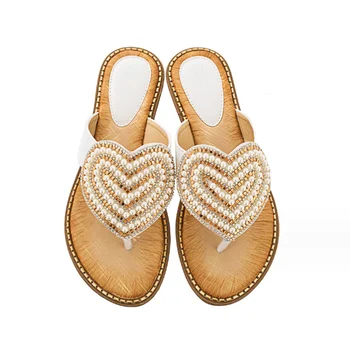 2024 m. Pavasario Naują Diamond Pearl Moterų Butas Batai Meilės Įrašą Kojų Šlepetės Kelionės Paplūdimio Sandalai Moterų Plius Dydis 36-42