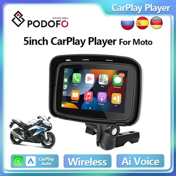 Podofo 5inch Motociklo CarPlay Žaidėjas Jutiklinio Ekrano Nešiojamas GPS Navigacijos Vandeniui 