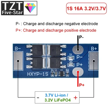 TZT 1S 3.2 3.7 V V 16A LiFePO4 Li-ion Ličio Baterijos Apsaugos Valdybos BMS PCB PCM Ląstelių Pack Antkainis Per iškrovos Apsaugoti