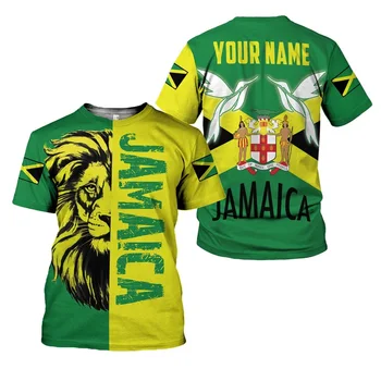 Jamaikos Vėliavos Liūtas Marškinėliai Vyrams Viršūnes Tee Marškinėliai Harajuku Mados 3D Jamaikos Pasididžiavimas, Print T-marškinėliai, Moteriški Drabužiai Trumpas Rankovės