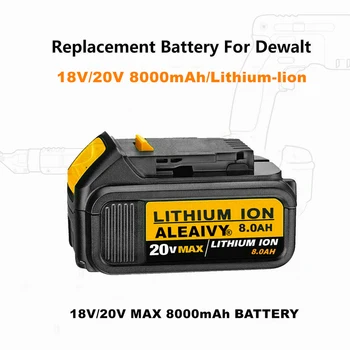 Aleaivy Original20v 8.0 Ah MAX XR Baterijos Energijos Įrankis Pakeisti DeWalt DCB184 DCB181 DCB182 DCB200 20V 5A 18Volt 20V Baterija