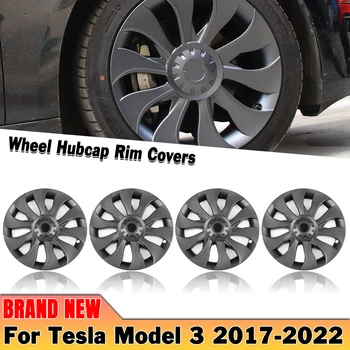Pilkos Spalvos 18 Colių Automobilių Ratų Hubcap Ratlankio Dangtelis Stebulės Dangtelis Automobilių Dalis Viesulas Stiliaus Tesla Model 3 2017-2023