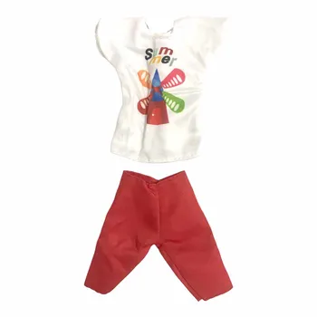 NK 1 Set Vyrų Balti Marškiniai Raudonas Kelnes Mados Modelio Marškinėliai Atsitiktinis Nešioti Šortai Už Ken Lėlė Berniukas Accessories Žaislai