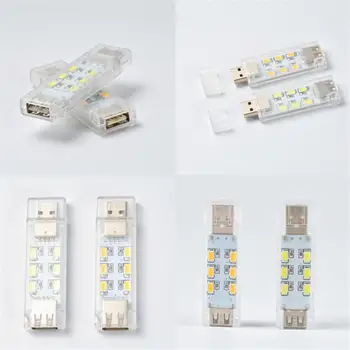 Nešiojamas USB Naktį Žibintai Mini 12LED dvipusis Šviesus Skaitymo Šviesos Kompiuterį, Mobiliojo ryšio, Elektros Šviesos Miegamojo Lovos Miegoti Lempos