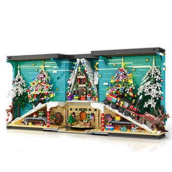 66033 Kalėdų Knyga Užkampis Blokai Kalėdų Medžio Namas Traukinio Plytų, Su Šviesa, Žaislai Vaikams, Naujųjų Metų Dovanos