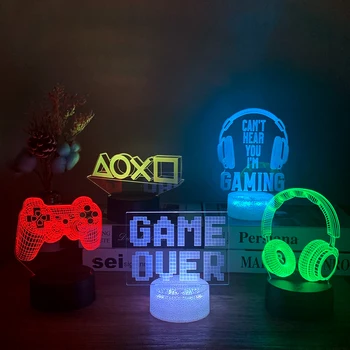 3D LED Žaidimų Setup RGB Šviesos Žaidimų Kambarys Lempos Apdaila USB Powered Naktį Šviesos Stalo Lempa, Miegamojo Dekoro Kalėdų Žiburiai